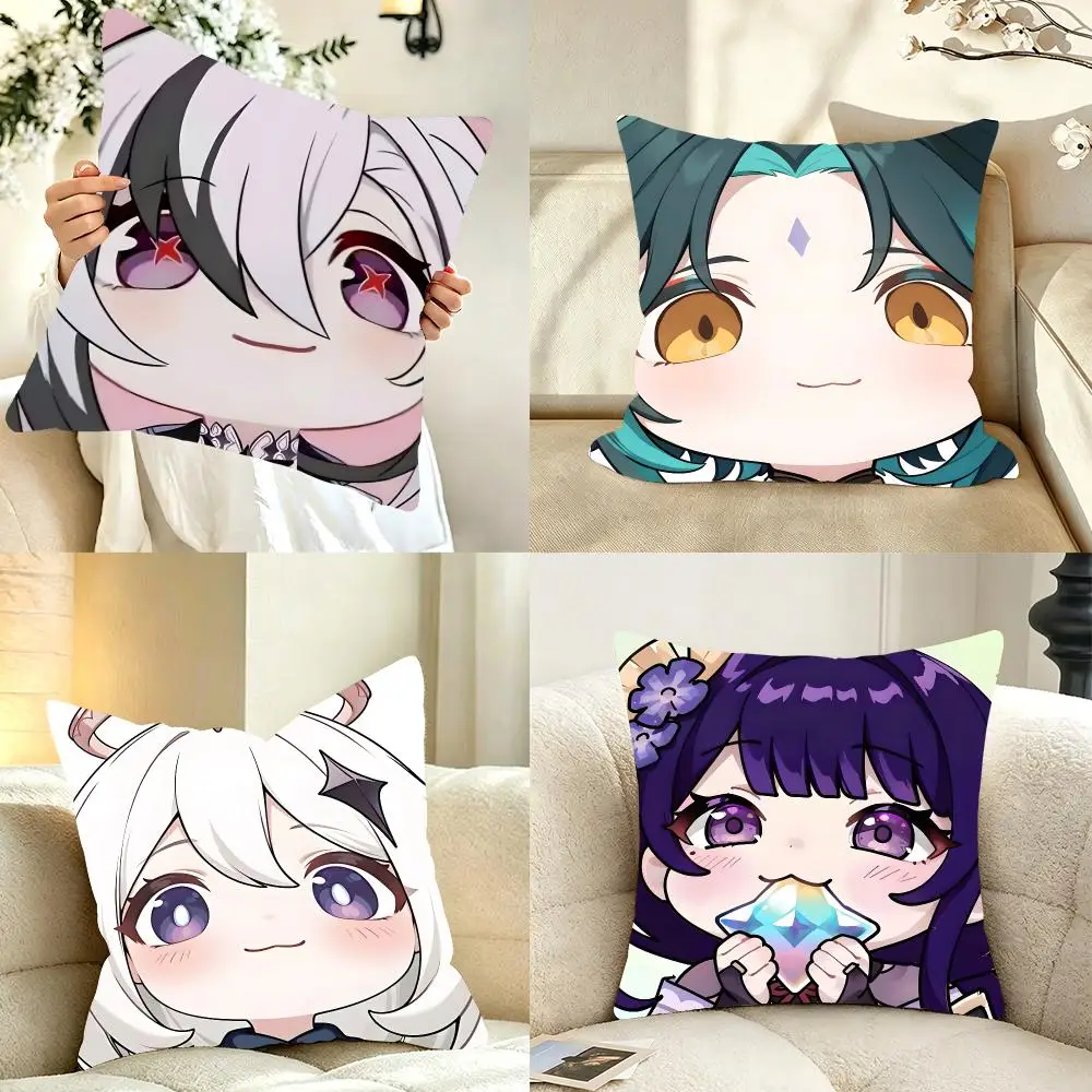 Art Game Genshin Cute Cushion Cover Bedroom bed reading backrest cushion Festive plush holiday Soft plush throw
