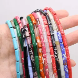 4x13mm Round Tube Natural Stone Loose Beads Crystal Agate Quartz Spacer Beads for Jewelry Making DIY Necklace Bracelet Earrings