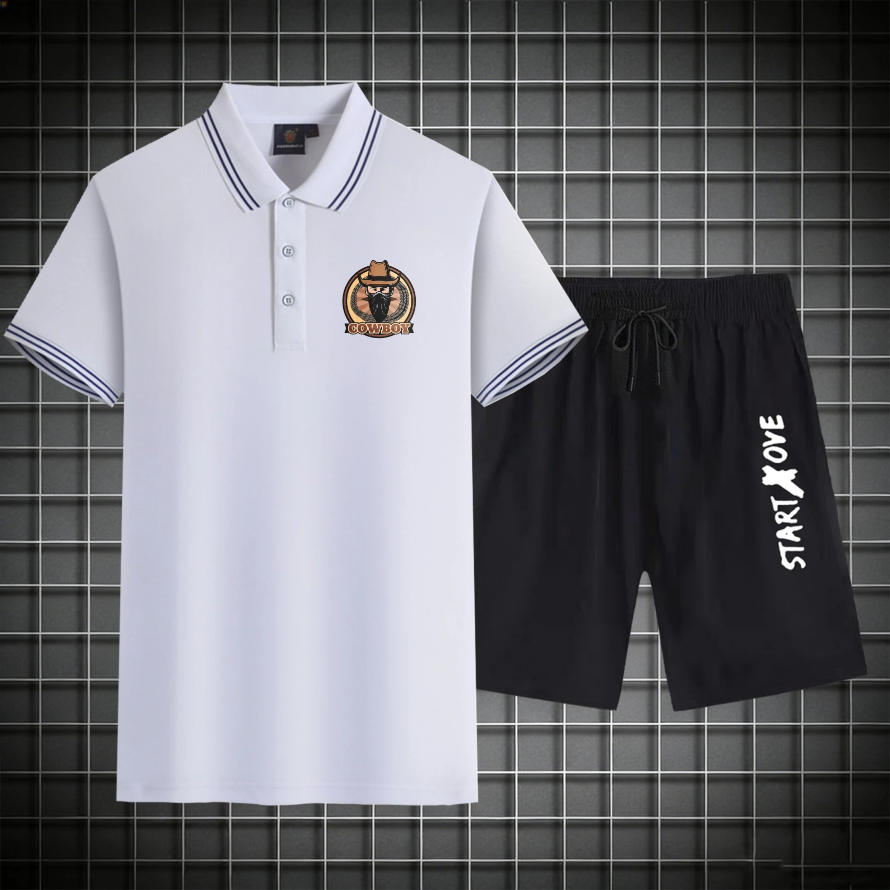 

men's Polos sets 2026 Summer 2 piece set Graphic Sportswear Short sleeve Polyester jogging set men's suits jogging suit Printed