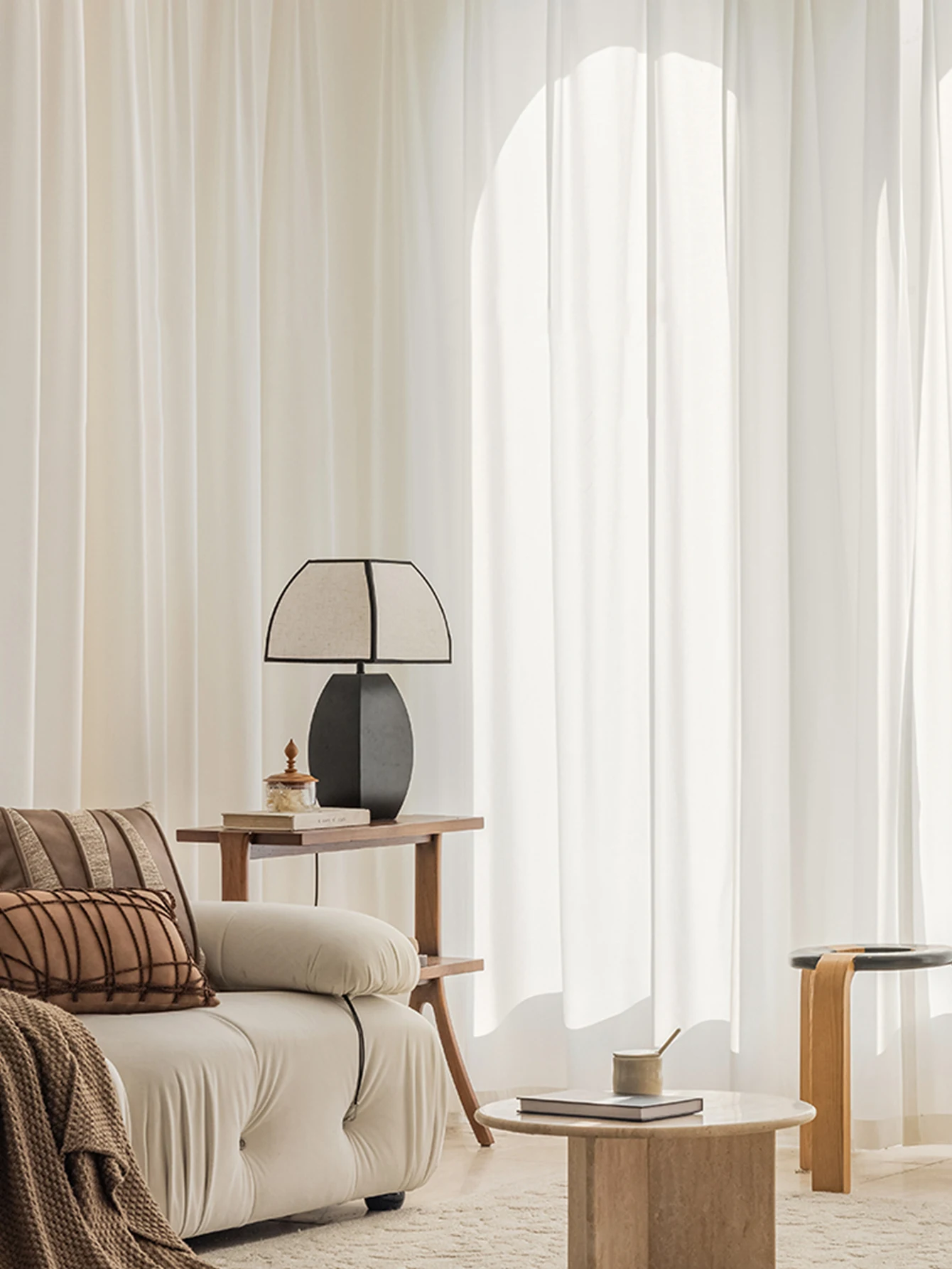 Hot selling high quality polyester cheap price ready made white semi blackout voile sheer curtain for living room office hotel