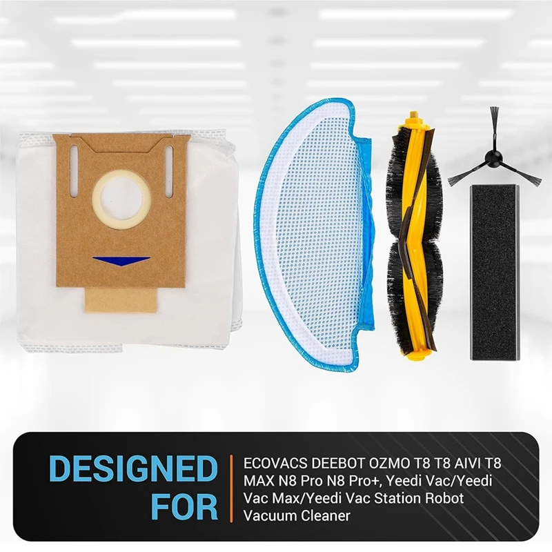 SANQ لـ ECOVACS DEEBOT OZMO T8 T8 AIVI T8 MAX N8 Pro N8 Pro+، Yeedi Vac جهاز آلي لتنظيف الأتربة فرشاة جانبية رئيسية فلتر Hepa ممسحة