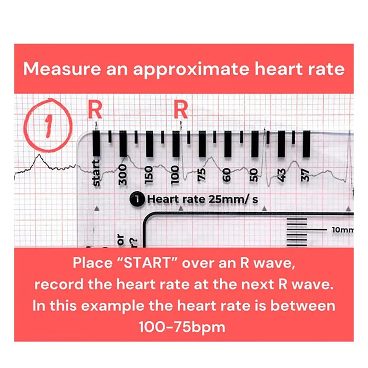 AT77 2PCS ECG 7 Step Ruler, ECG 7 Step Ruler for ECG/EKG Interpretation, ECG Ruler, Portable ECG Assessment Tool EKG Card