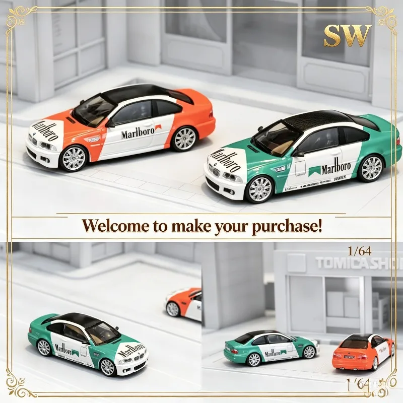 Jointly produced SH SW 1:64 alloy BMW E46 M3 replica car model, collection item, adult decorative piece