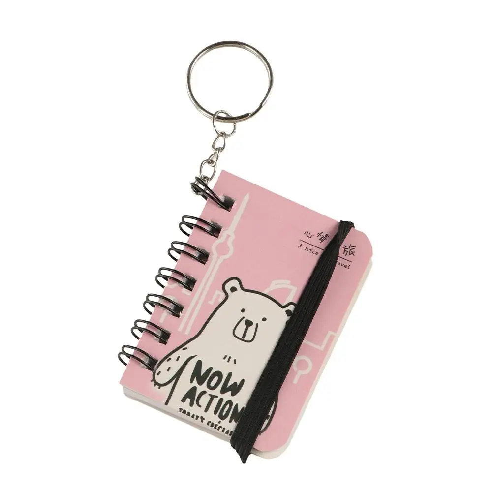 Journal Planner Notebook Keychain Random Pattern Small Book Mini Notebook Pocket Hanging Keychain with Notepad Stationery Gift