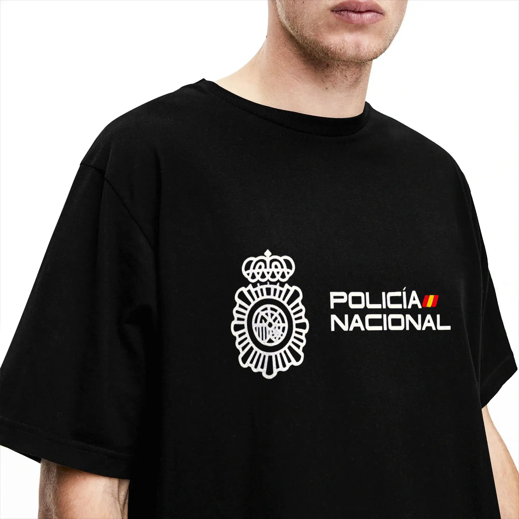 Oversized T Shirt Beach Spanish National Police  Hip Hop T-Shirts  Cotton Tshirt for Men's Y2K Fun Cheap Short Sleeve Tees view 3