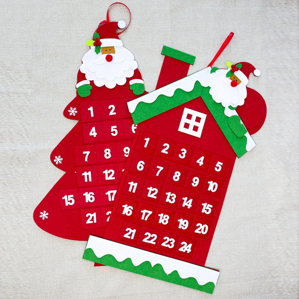 

1pc Christmas Countdown Felt Hanging Advent Calendar 24 Days Detachable Diy Ornament Wall Door Home Party Decoration Xmas