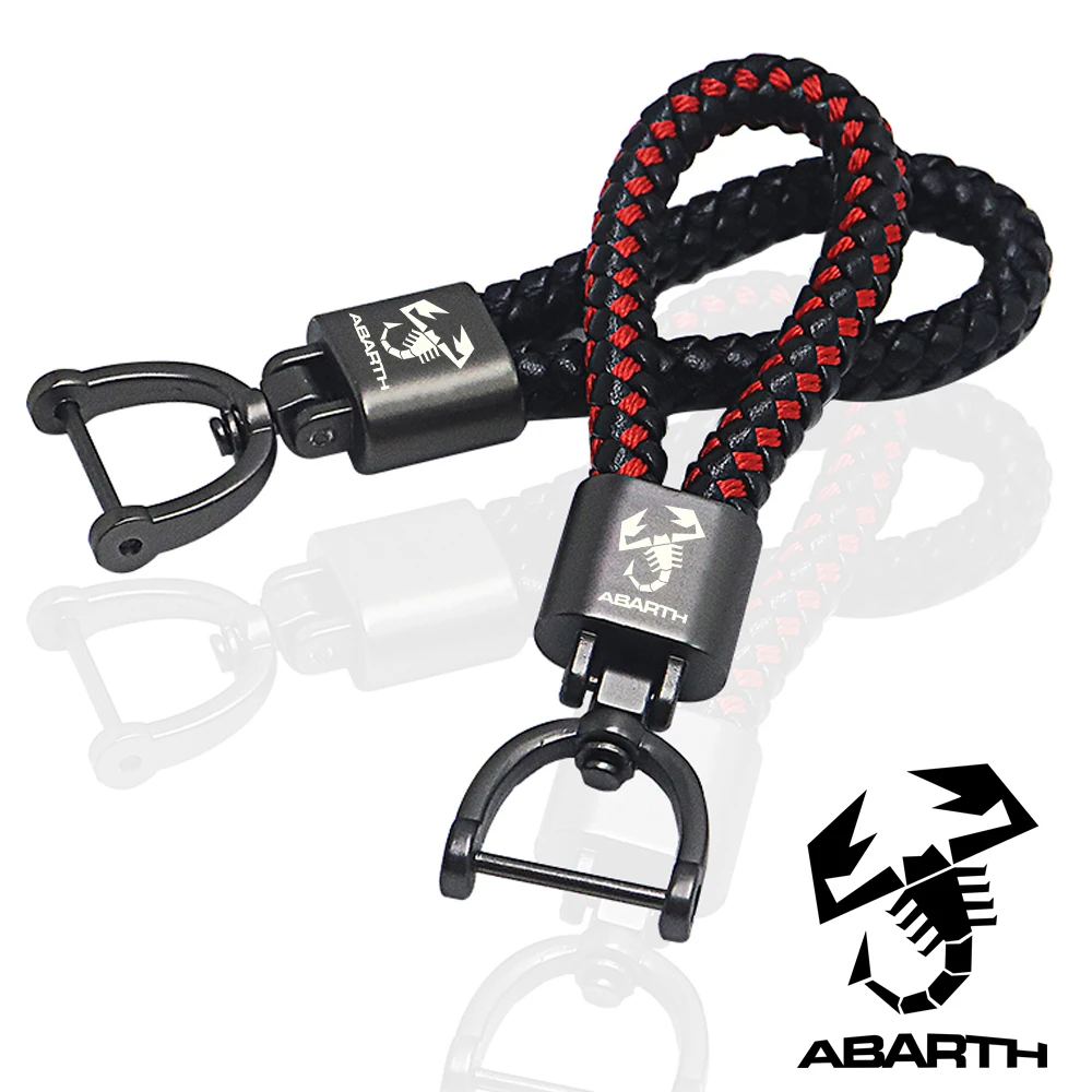 

for abarth 124 spider 500 500c 595 595c 695 695c car Leather key chain car accessories