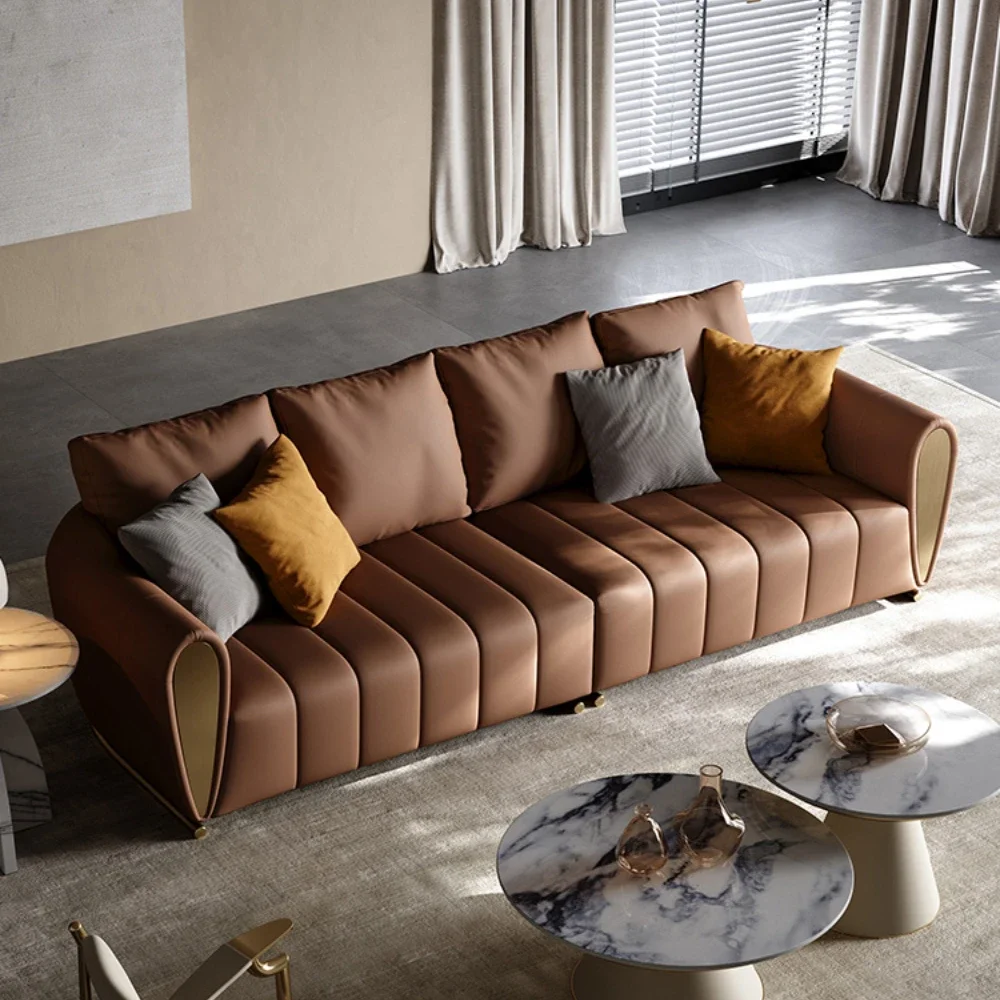 Light Luxury Leather Sofa First Layer Cowhide Modern Imported Leather Sofa