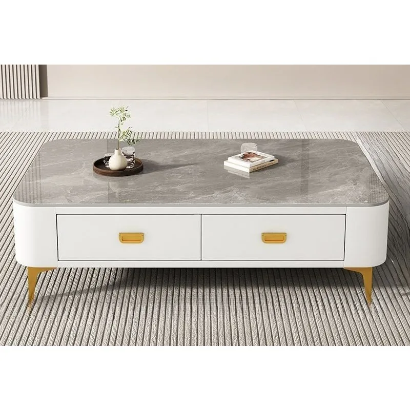 

Glass coffee table TV cabinet combination living room household small apartment simple modern light luxury floor coffee table