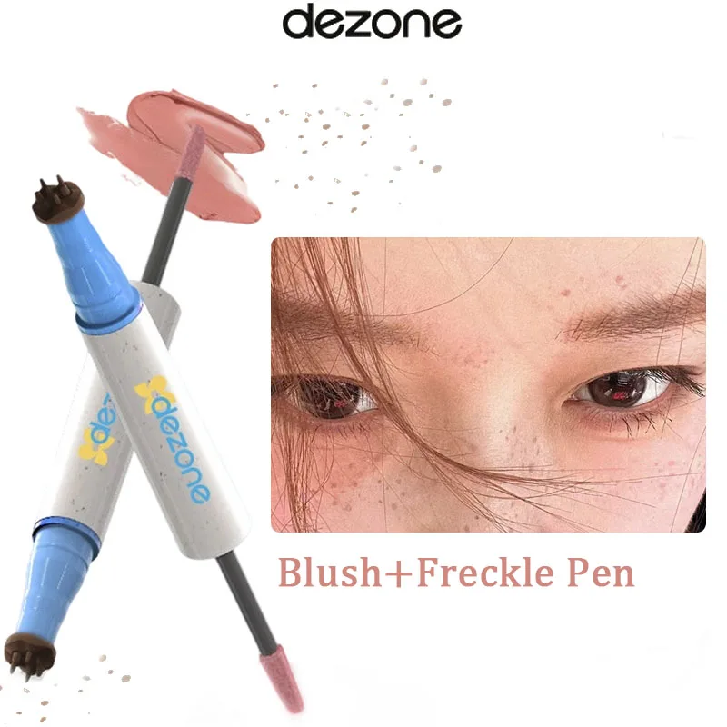 Dezone Freckle Blusher Pen Double-Headed Stamp Pen Nude Smooth Waterproof Natural Lasting Face Blush Fake Freckles Makeup