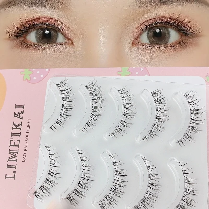 5pcs ขนตาปลอมธรรมชาติ Air รากเรียวโปร่งใส,ขยายขนตา Dressing,เรียวและ Multi-Layered 3
