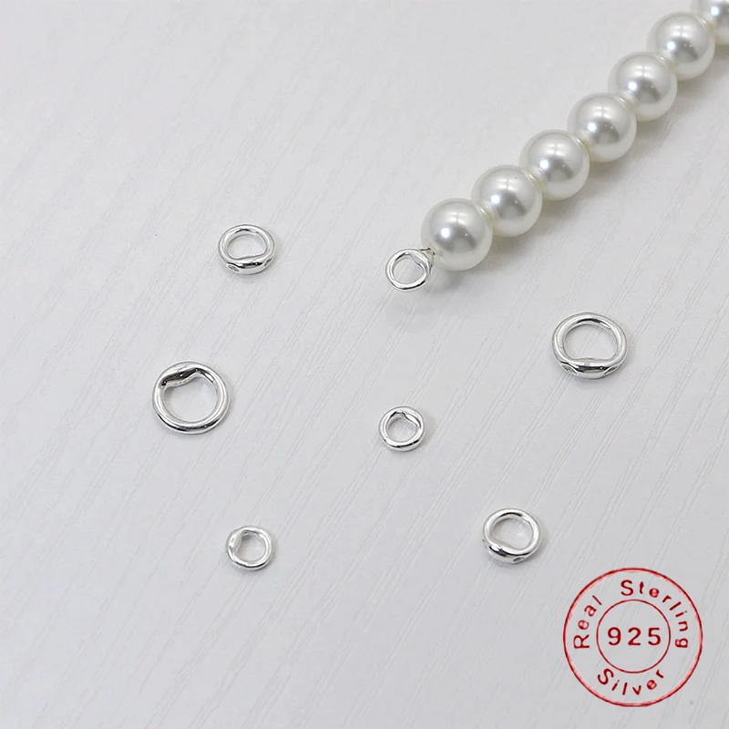 1PCS Solide S925 Sterling Silber Versteckte Draht Ring Geschlossene Schleife Armband Schließen für DIY Schmuck Machen Verschluss Zubehör
