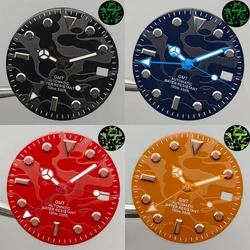 GRAMOCK 29mm Black Blue Red Orange Watch Dial And Hand Super Green Luminous Fit NH34 Automatic Movement Date Window