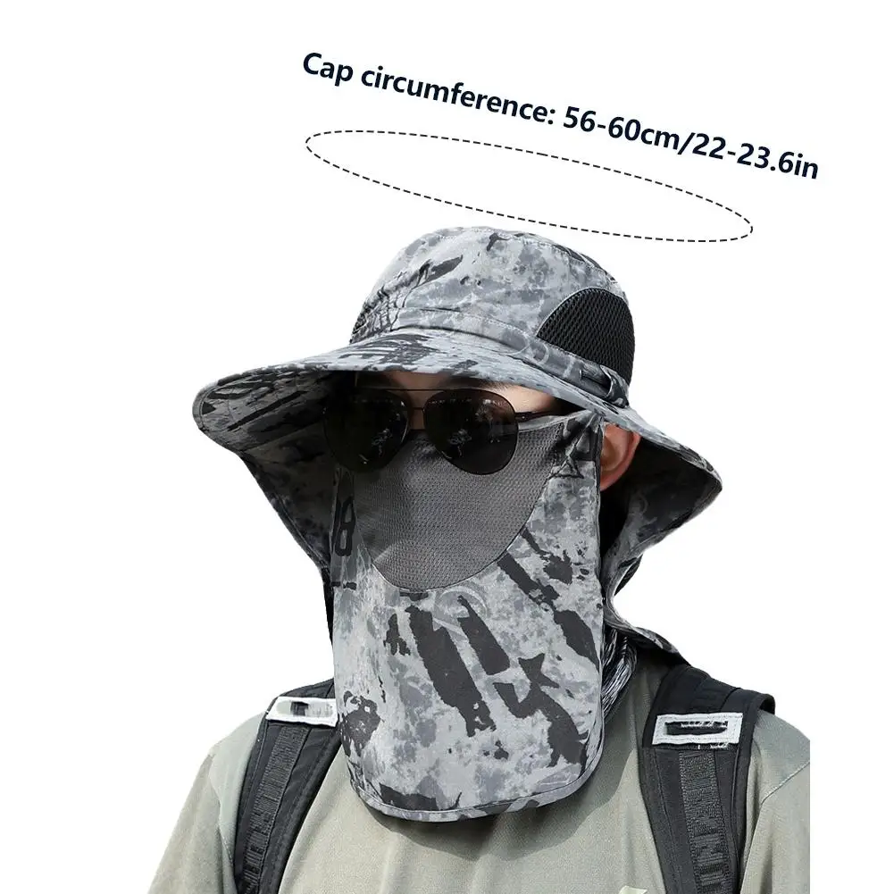 Large Shawl Sun Cap Fishing Hat Anti UV Neck Protection Face Covering Sun Shading Hat For Summer Hiking Tea Picking