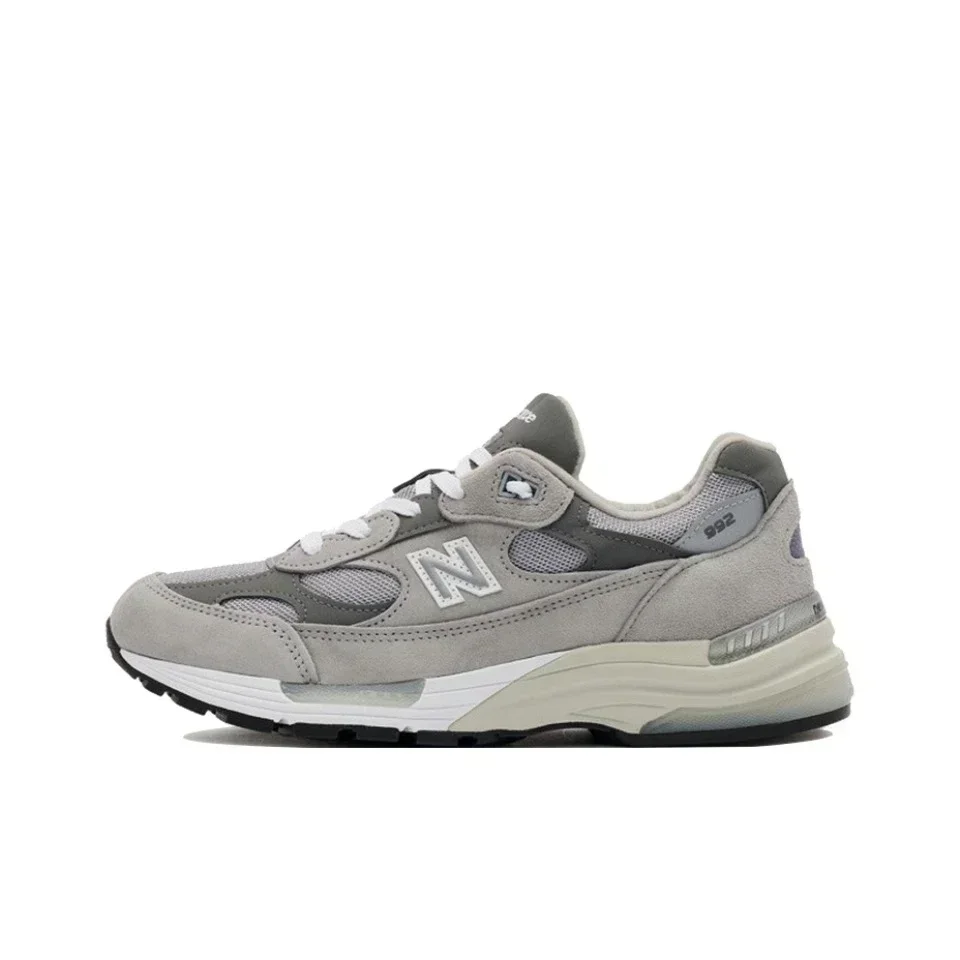 New Balance NB NB992 Classic Vintage Mesh Leather Casual Men's and Women's Running Shoes White Grey