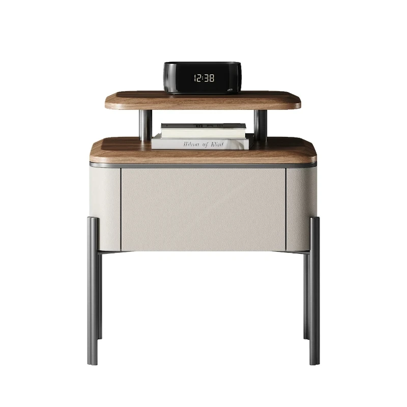 Light luxury bedside table Designer large flat bedside high-end storage cabinet Italian minimalist personality fashion
