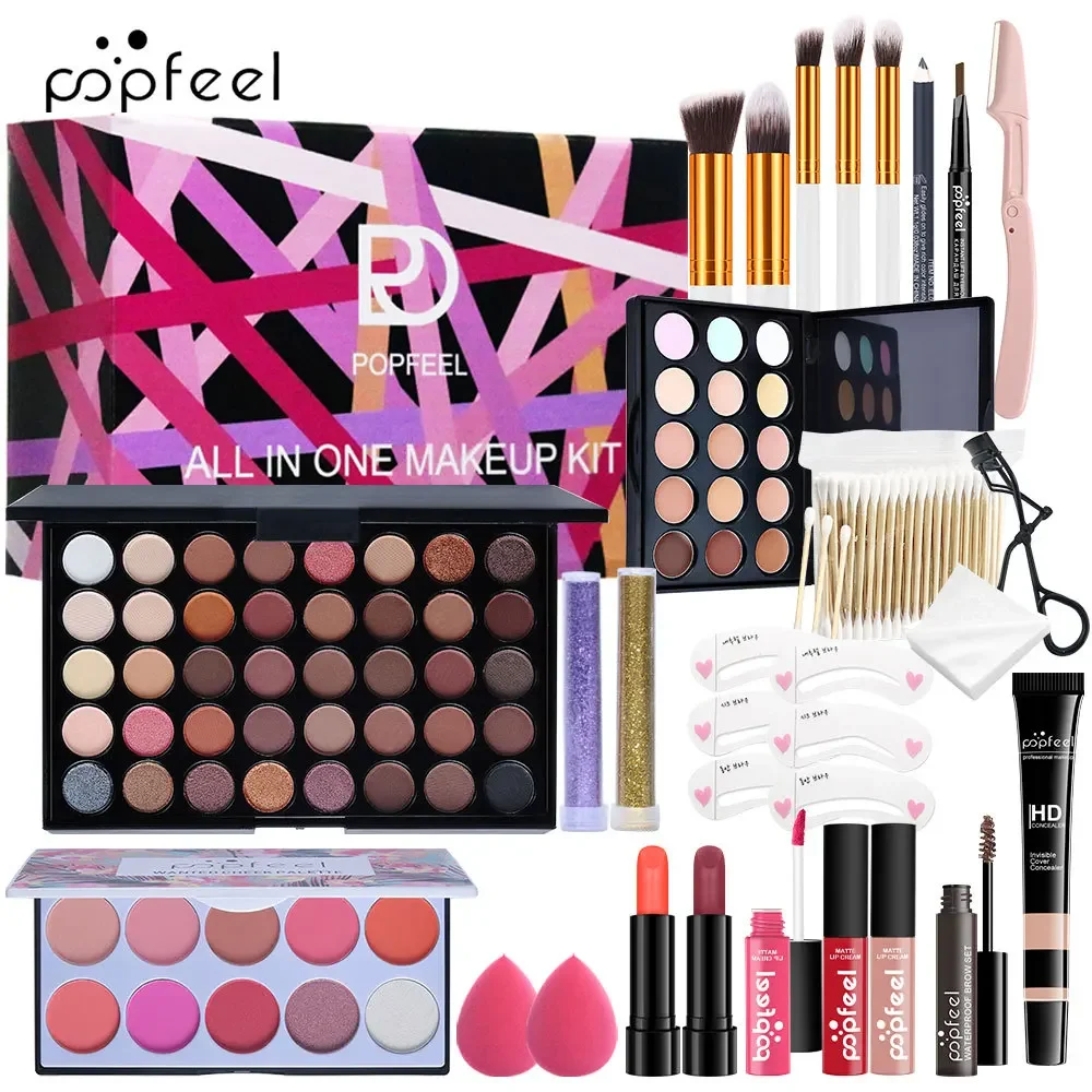 Limited-edition Popfeel Makeup Kit Full Set All In One Eyeshadow  Powder Lips Foundation Luxe Sets Gifts for Women Cosmetics New