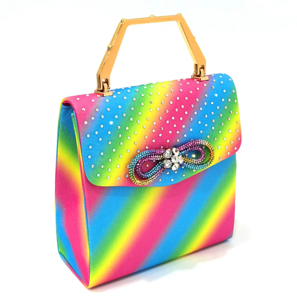 New Arrival Fashion CR920 Italian Shoes and Bag Sets Rainbow Women Wedding Special Appliques for African Lady Sandals Bag
