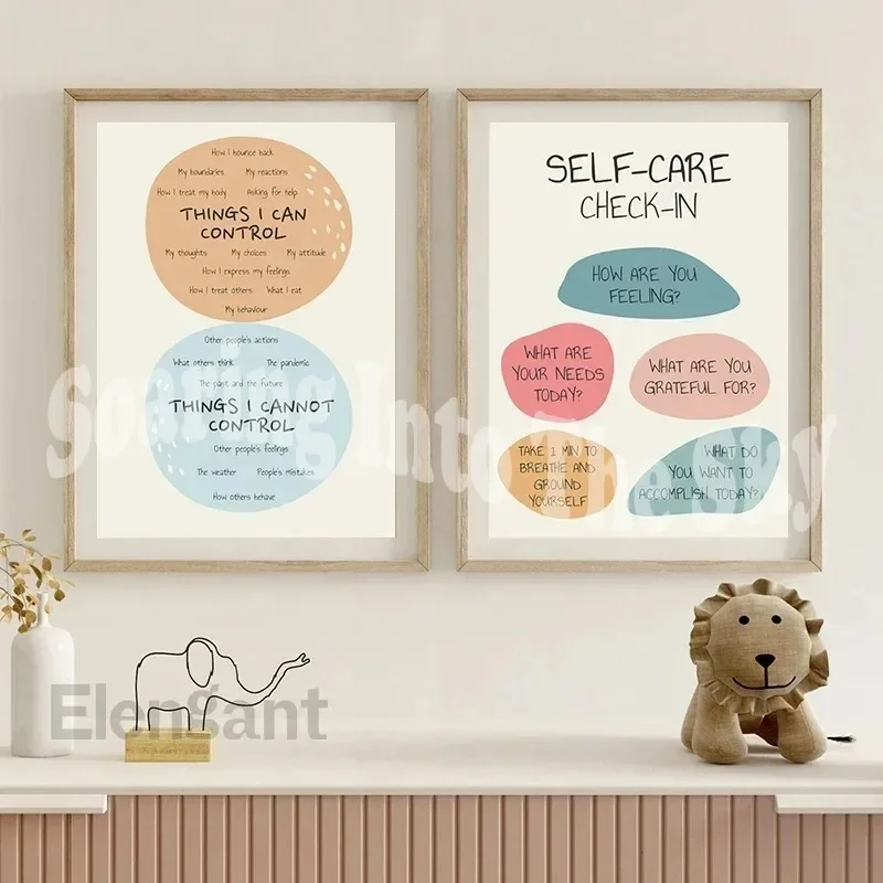 Be Kind To Your Mind Quotes Art Prints Mental Health Posters Modern Therapy Counseling Canvas Painting Kids Office Wall Decor