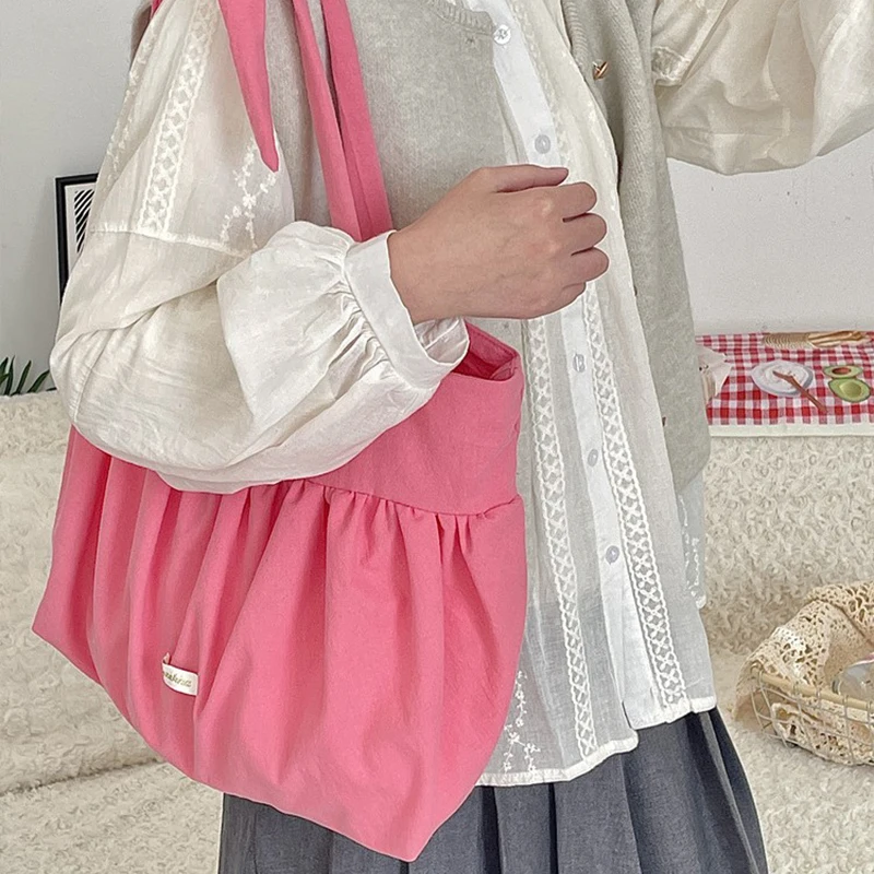 

2025 New Lazy Large Capacity Tote Bag Belted Canvas Shoulder Bag Casual Sle Underarm Bag Spring Summer Women Shoulder Bag