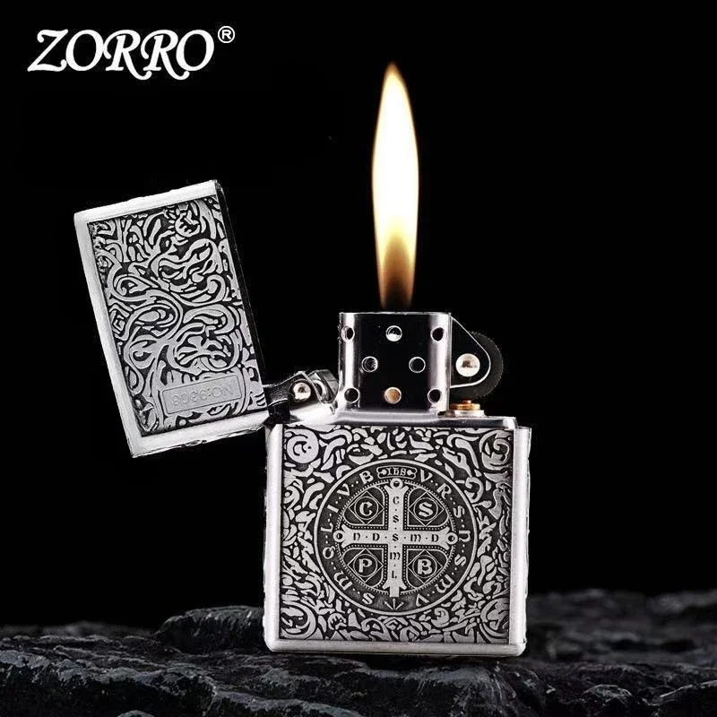 ولاعة الوقود الكلاسيكية من ZORRO، ولاعة كلاسيكية مقاومة للرياح من قسطنطين، ملحقات التدخين، هدية للرجال
