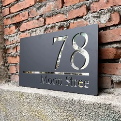 9.5x17.5inch Exterior House Number Sign Customized Acrylic House Sign  Modern Door Number Plaque Street Name Waterproof Plate