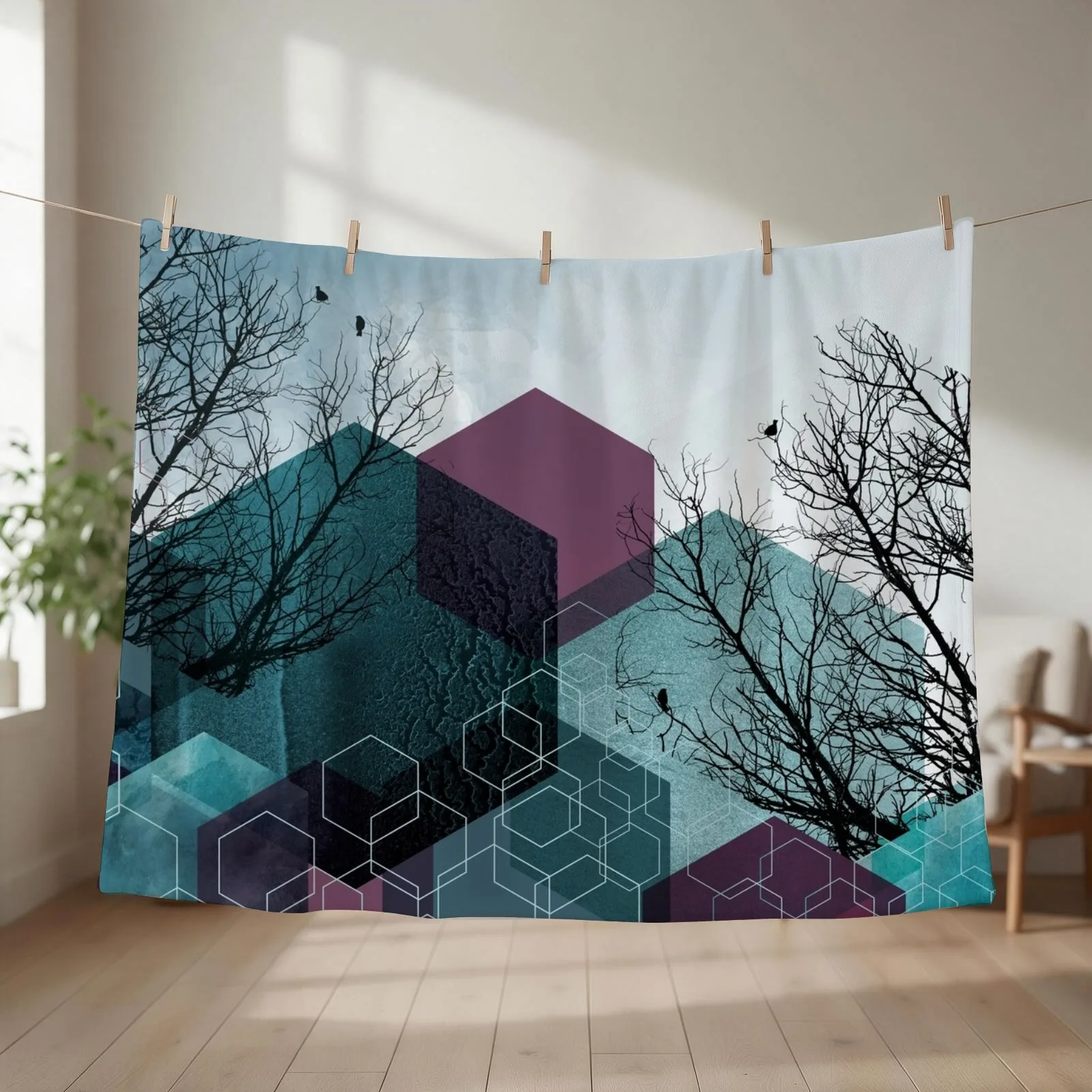 Treescape Throw Blanket couch cozy soft plush fuzzy picnic outdoor blanket