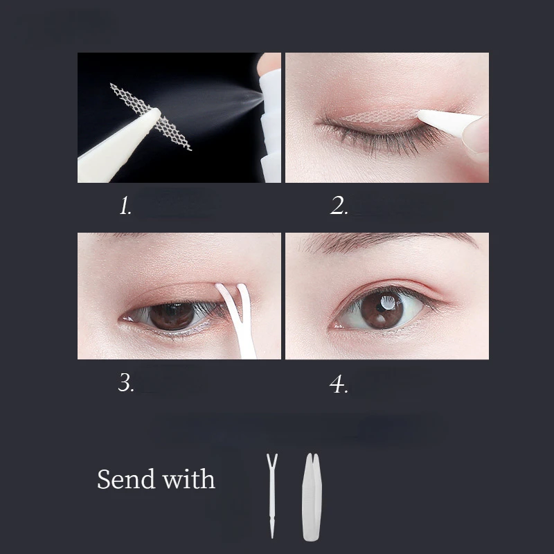 240pcs Invisible Double Eyelid Stickers Transparent Eyelid Sticker Self Adhesive Double Eye Tape Women Eye Makeup Tools Tweezers