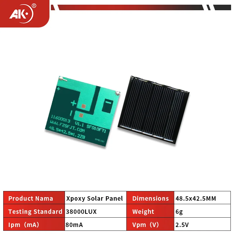 AK 1PC Mini solar panel 48.5x42.5mm 2.5V 80MA micro solar panel Camping portable Fast charger polycrystalline silicon solar cell