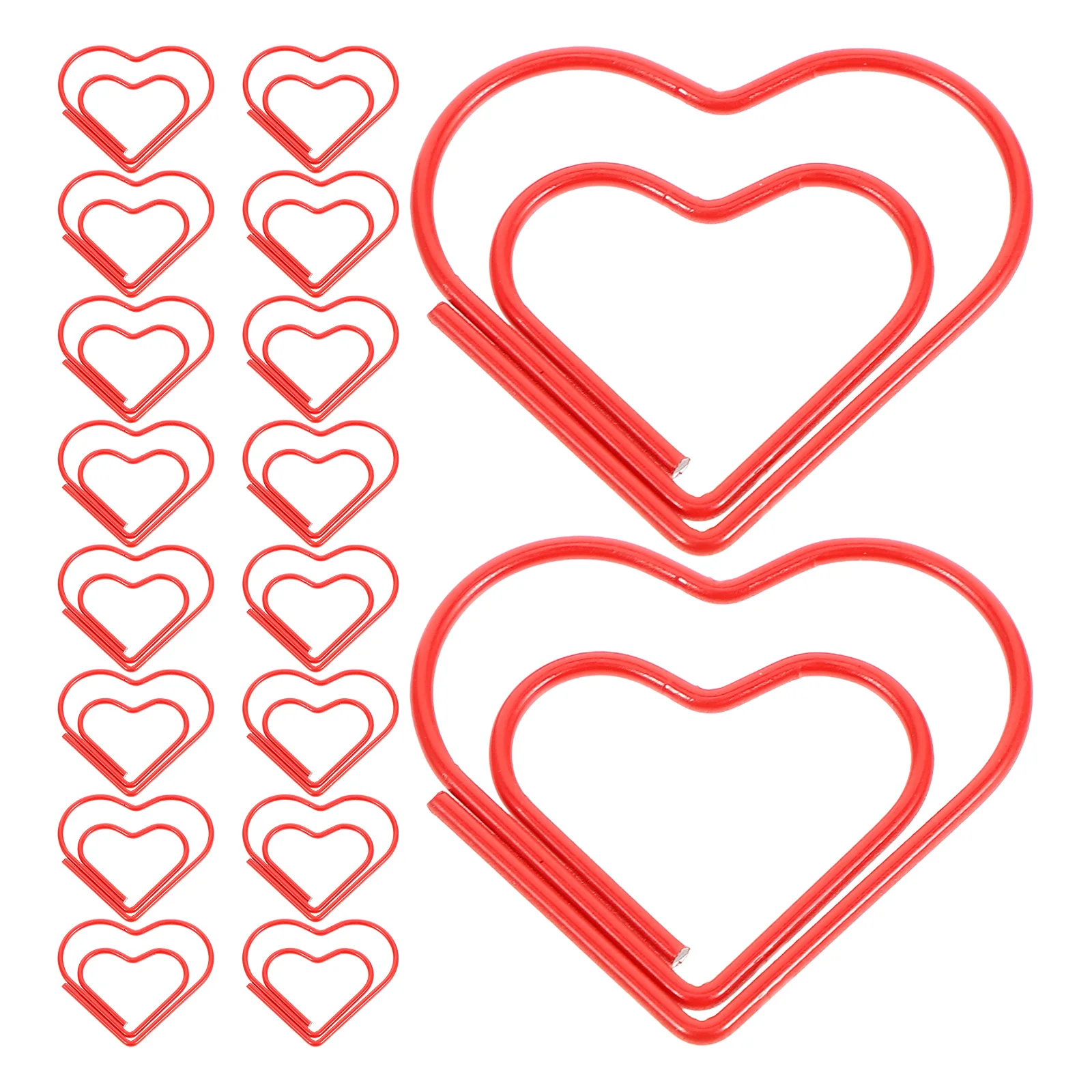 100pcs Shaped Paper Clips Red Heart Desk Accessories Love Heart Office Supplies Non Slip Metal Smooth Corrosion Resistant