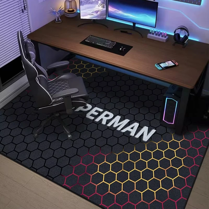 VIKAMA Trendiger Studier- und Gaming-Zimmerteppich Schalldämpfende Computertischmatte Wohnzimmer Schlafzimmer Drehstuhlauflage Wohndekoration – Detail 6
