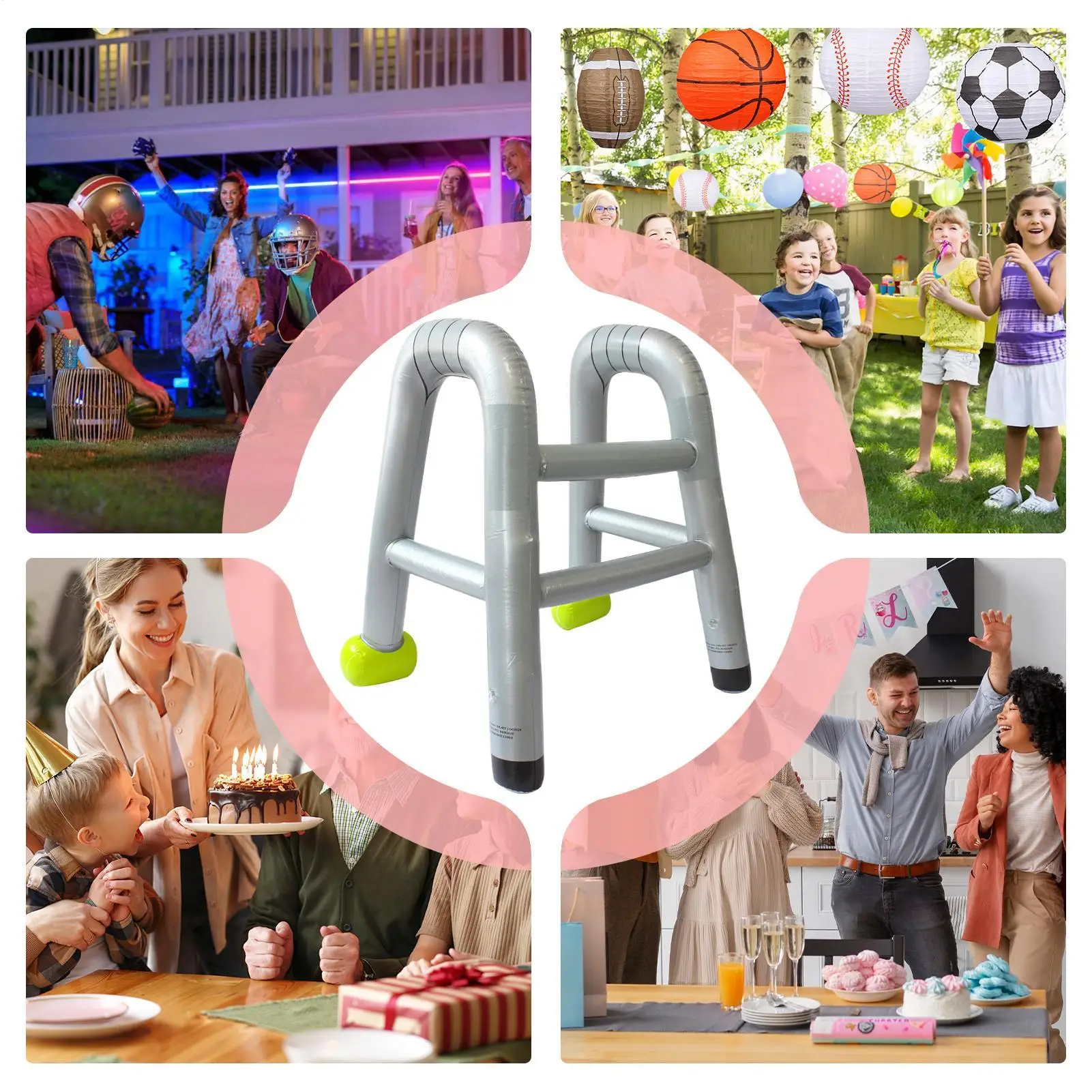 دعائم مشاية لكبار السن قابلة للنفخ، ديكورات حفلات مضحكة محمولة جواً لعيد الميلاد التقاعد، لعبة الكمامة كرنفال الهالوين