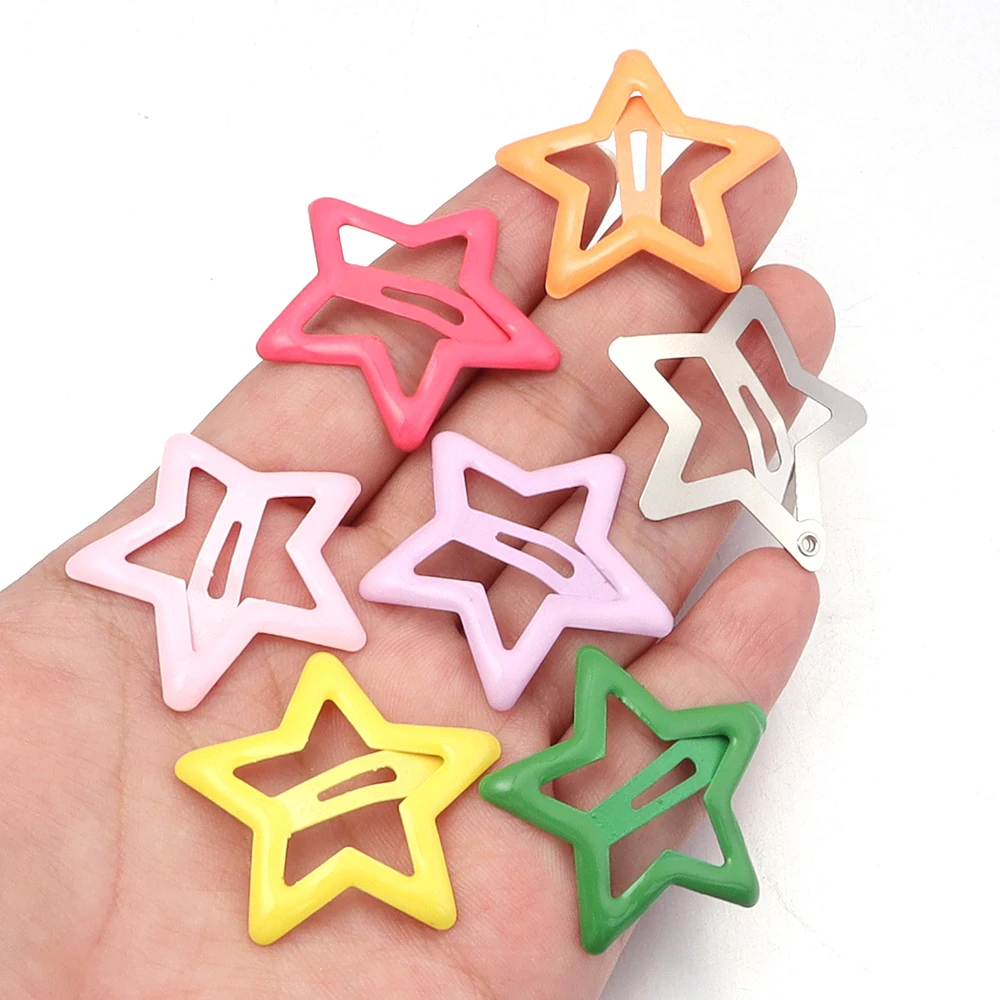 

50pcs Colorful Star BB Hair Clips Girls Y2K Cute Star Barrettes Women Simple Metal Snap Clip Headdress Hair Jewelry Accessories