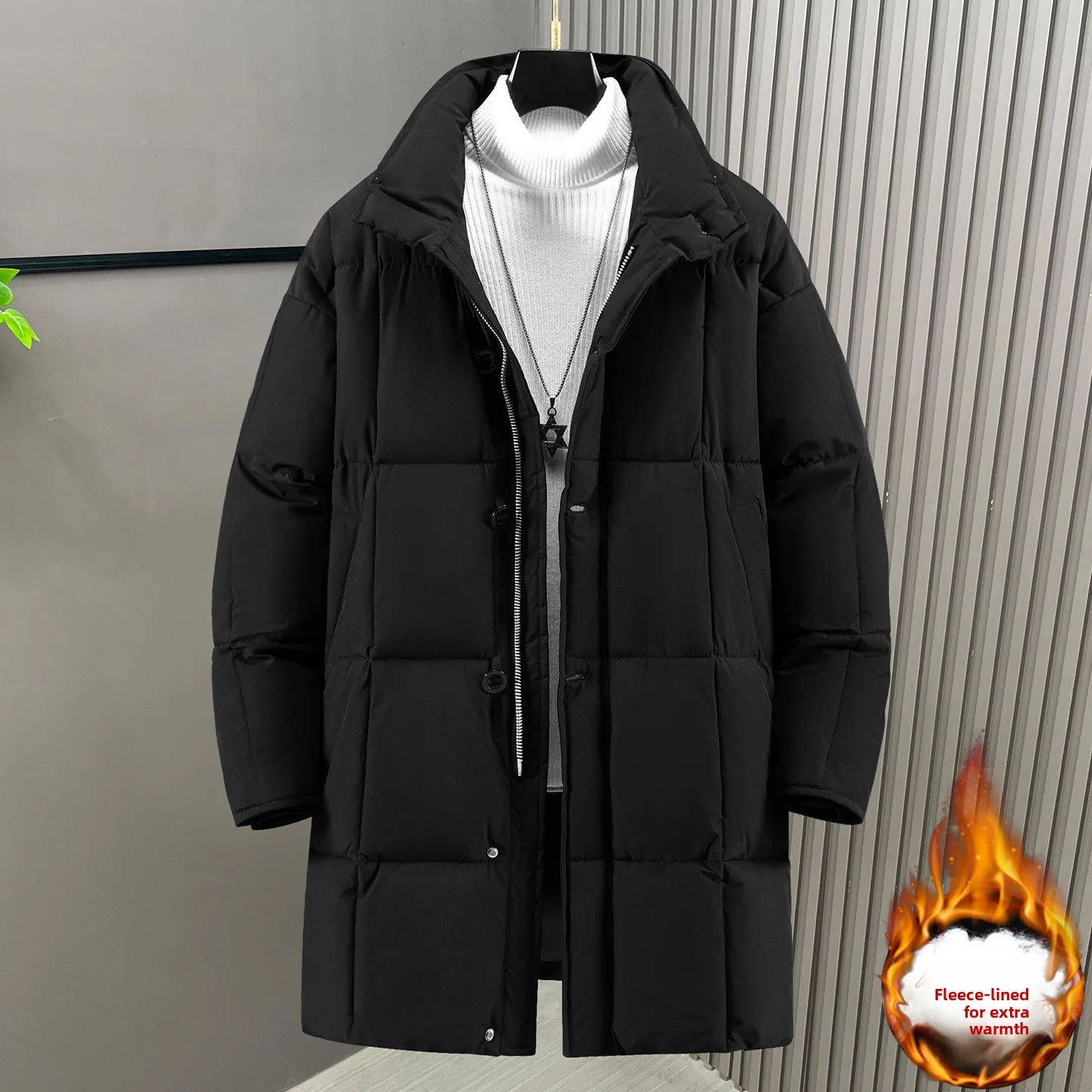 

New style men's winter Korean-style mid-length cotton coat fashionable thickened solid-color, trendy cotton jacket