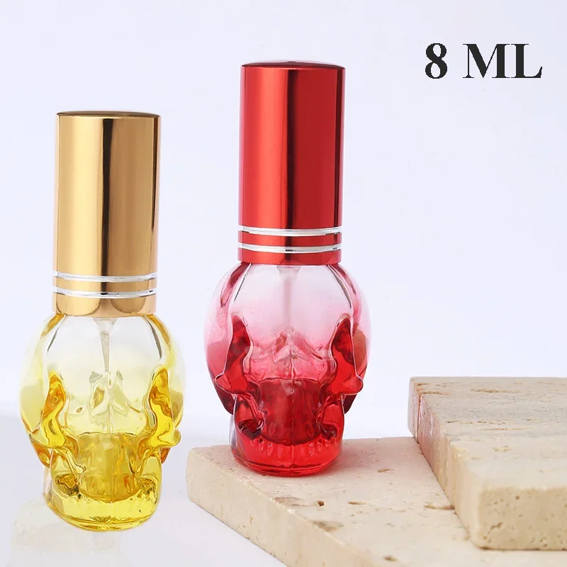 8ML Enchanting Collection of One-of-a-kind Artisan Glass Perfume Holders Each Intricately Designed Skull-shape Refillable Bottle