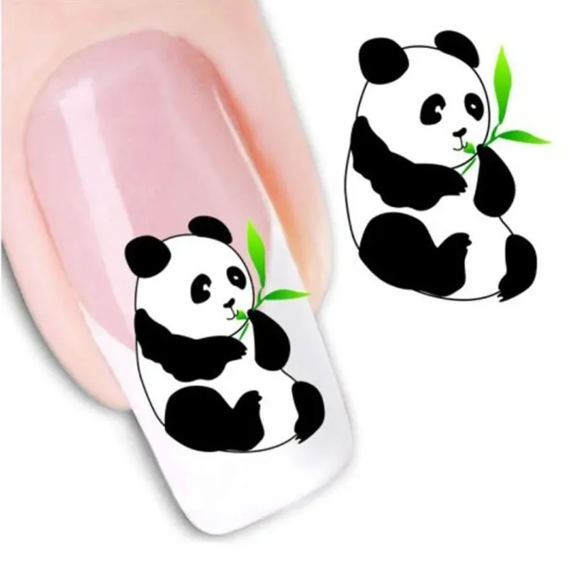 5 Vellen Nieuw Ontwerp Water Transfer Printing Nail Art Sticker Decals Leuke Panda DIY Nail