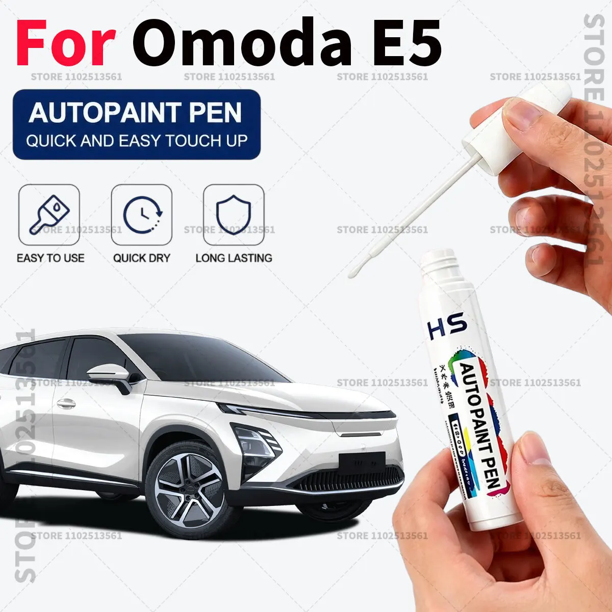 For Chirey Chery Omoda E5 Car Paint Repair Pen Restores Original Factory Paint Finish green black Khaki white Phantom grey Red