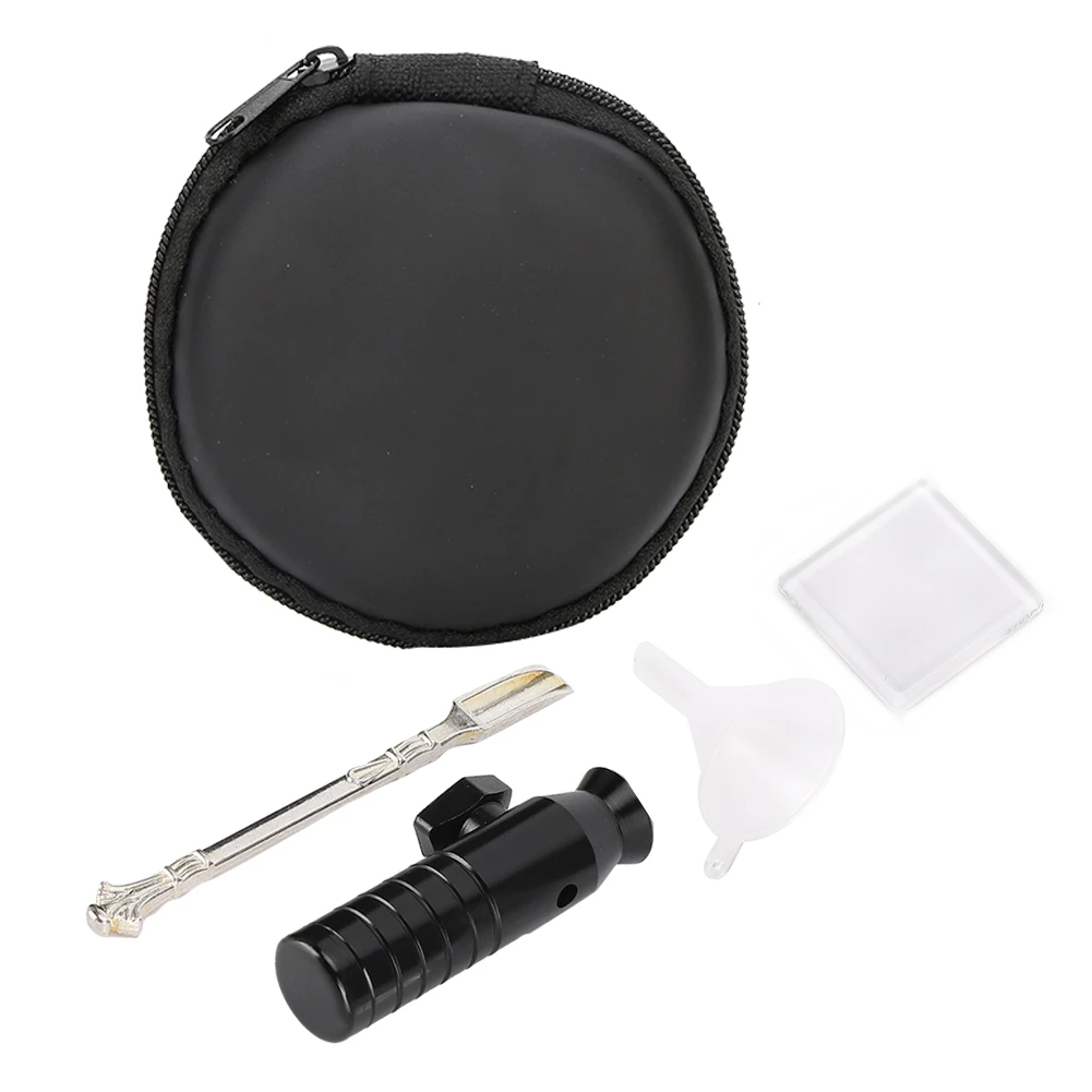 5Pcs Tobacco Tool Kits Portable Spoon Glass Plate Snuff Smoke Pipe Kit with Storage Box