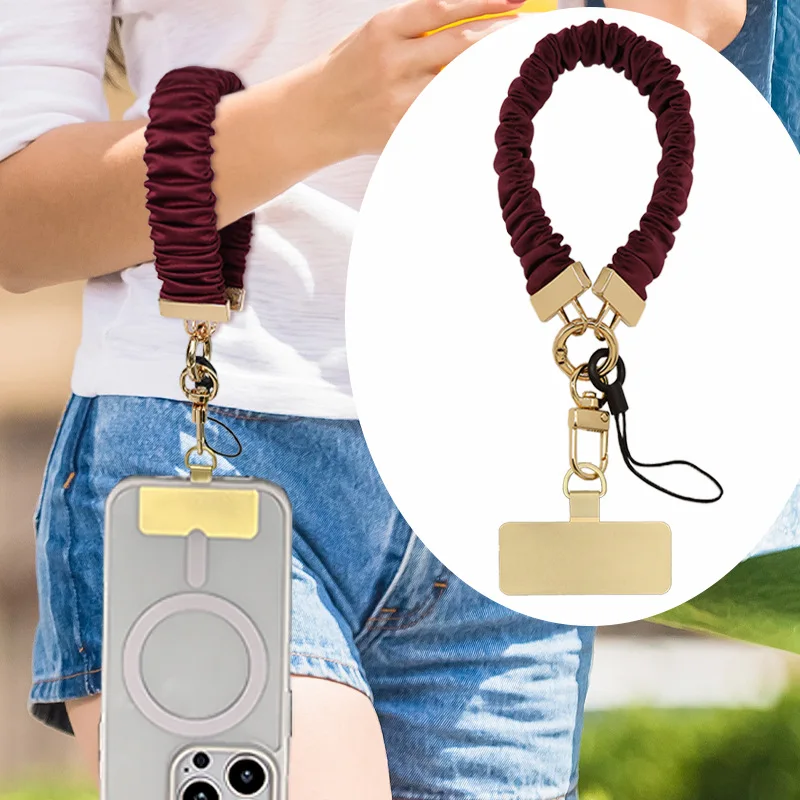 Creative Stretchable Scrunchy Shape Phone Lanyard Mobile Phone Accessories Solid Color Phone Wrist Strap Bracelet for Women Girl
