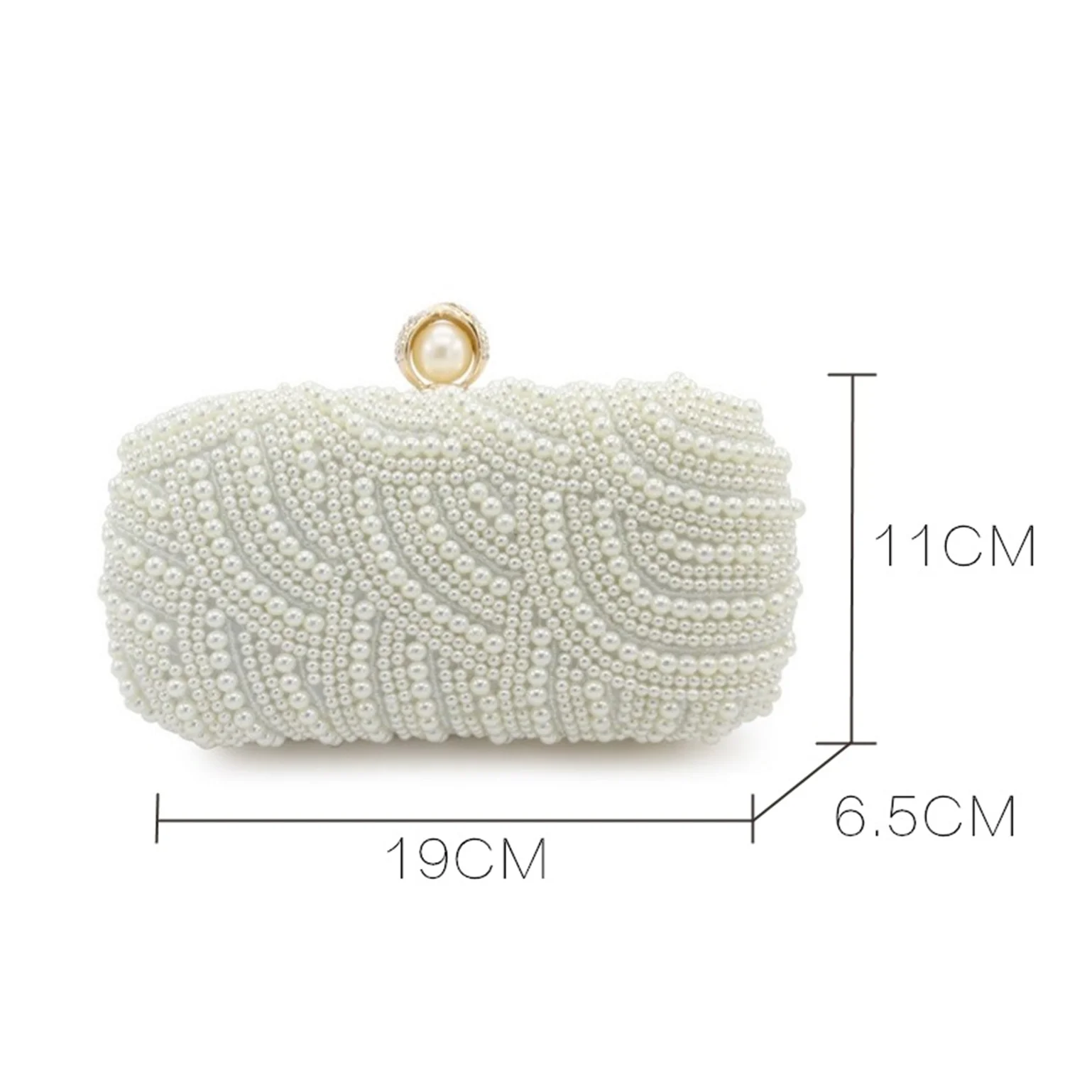 New Design Pearls Studded Women Bridal Square Clutch Bag One Shoulder Bag Handbag Banquet Bag for Formal Prom Occasions Party image 2