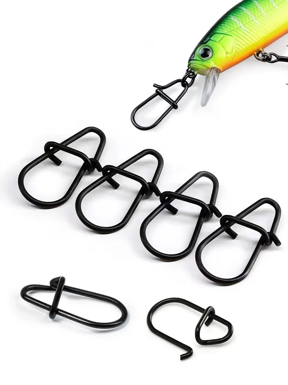 GOBAIT 100Pcs Black Stainless Steel Fishing Snap Swivels Solid Duo Lock Connector Rolling Tackle for Lure Rigs 000#-3# view 4