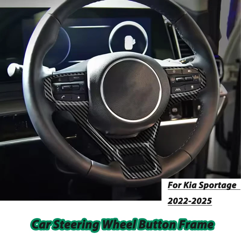 For Kia Sportage NQ5 2022-2025 ABS carbon fiber Car Steering Wheel Button Frame Decoration Cover Trim Interior Accessories