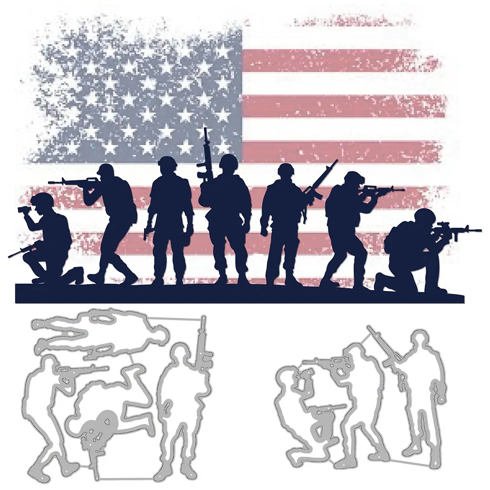 Soldiers Cut Die Army Carbon Steel Die Cuts Veterans Day Embossing for Scrapbooking Card DIY Craft