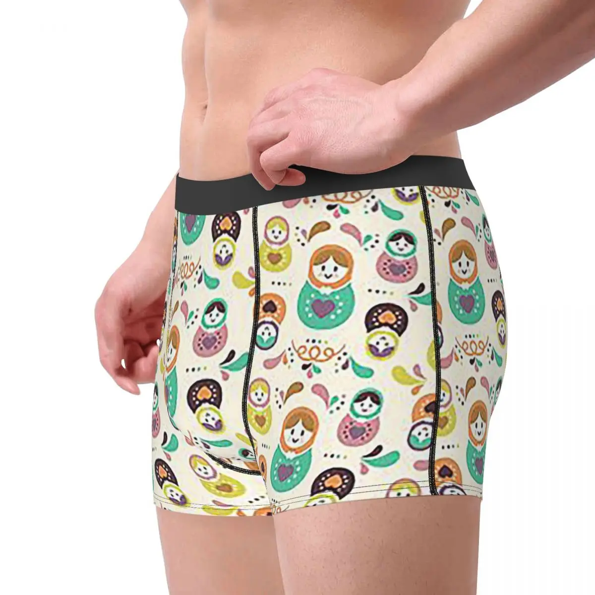 복서 팬티 반바지 마트료시카 패턴 팬티 남성 통기성 속옷 옴므 남자 남자친구 선물
