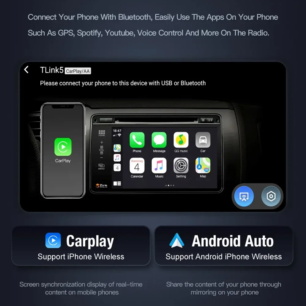 CarPlay Android 14.0 GPS Navigation 4G WiFi Bluetooth QLED Car Multimedia Player DSP RDS Car Radio For Toyota 4 Runner 2009-2024