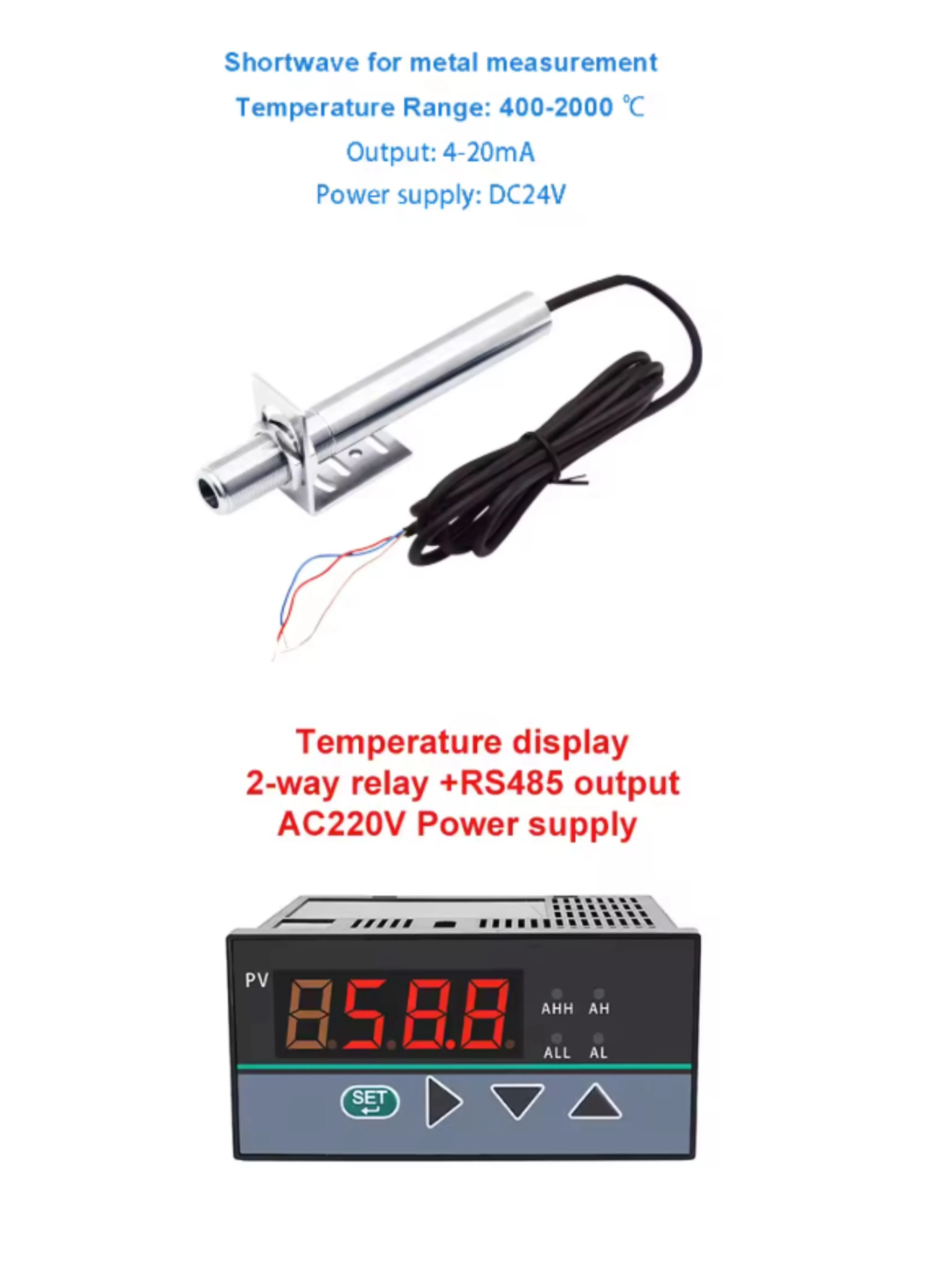 Temperature sensor Output: 4-20mA Temperature display: RS485 output