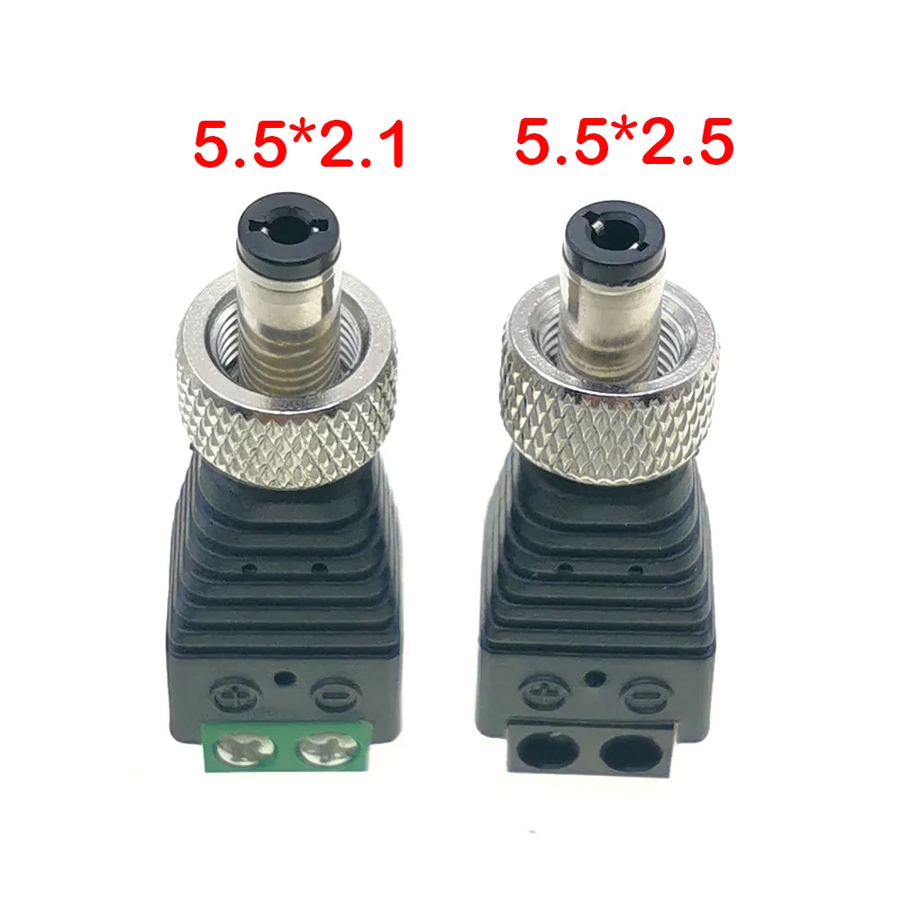 1pc 12V 2.1 x 5.5mm DC Power Male Plug Jack Adapter 5.5*2.5 Connector Plug With Nut Fixing DC Adaptor Terminal For Surveillance