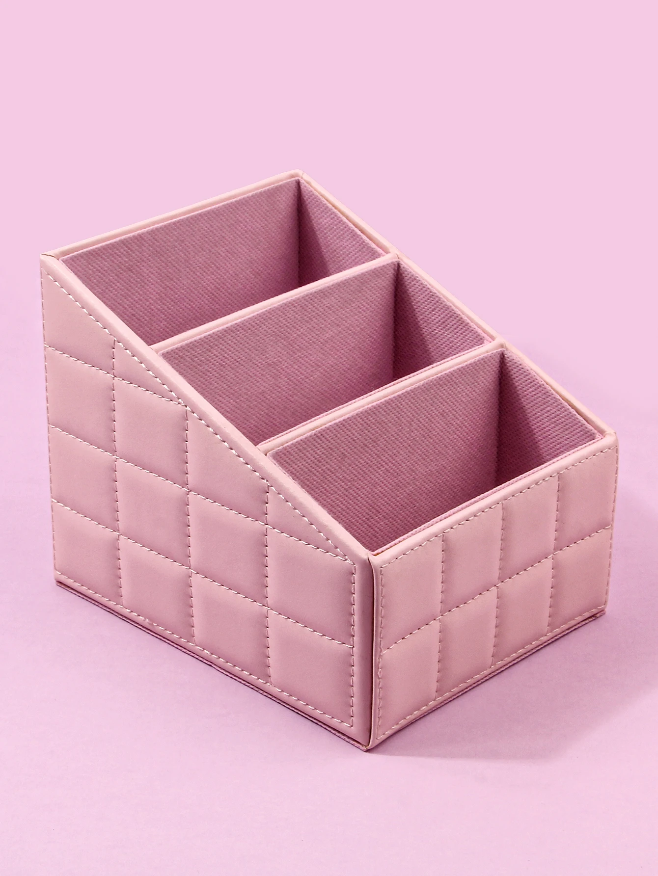 Large capacity PU makeup brush storage box High-end dresser Office stationery storage box stepped three-layer storage tools