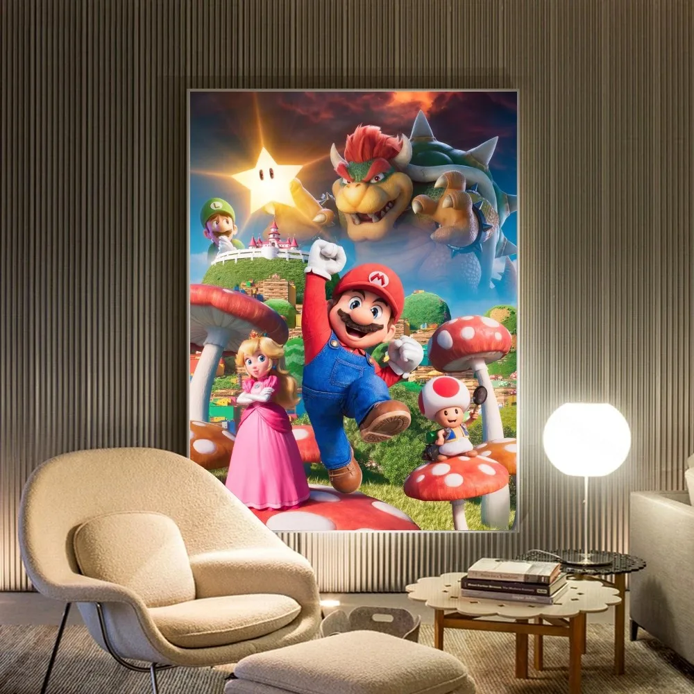 1pc Super Mario Bros Self-adhesive Art Poster Waterproof Paper Sticker Coffee House Bar Room Wall Decor