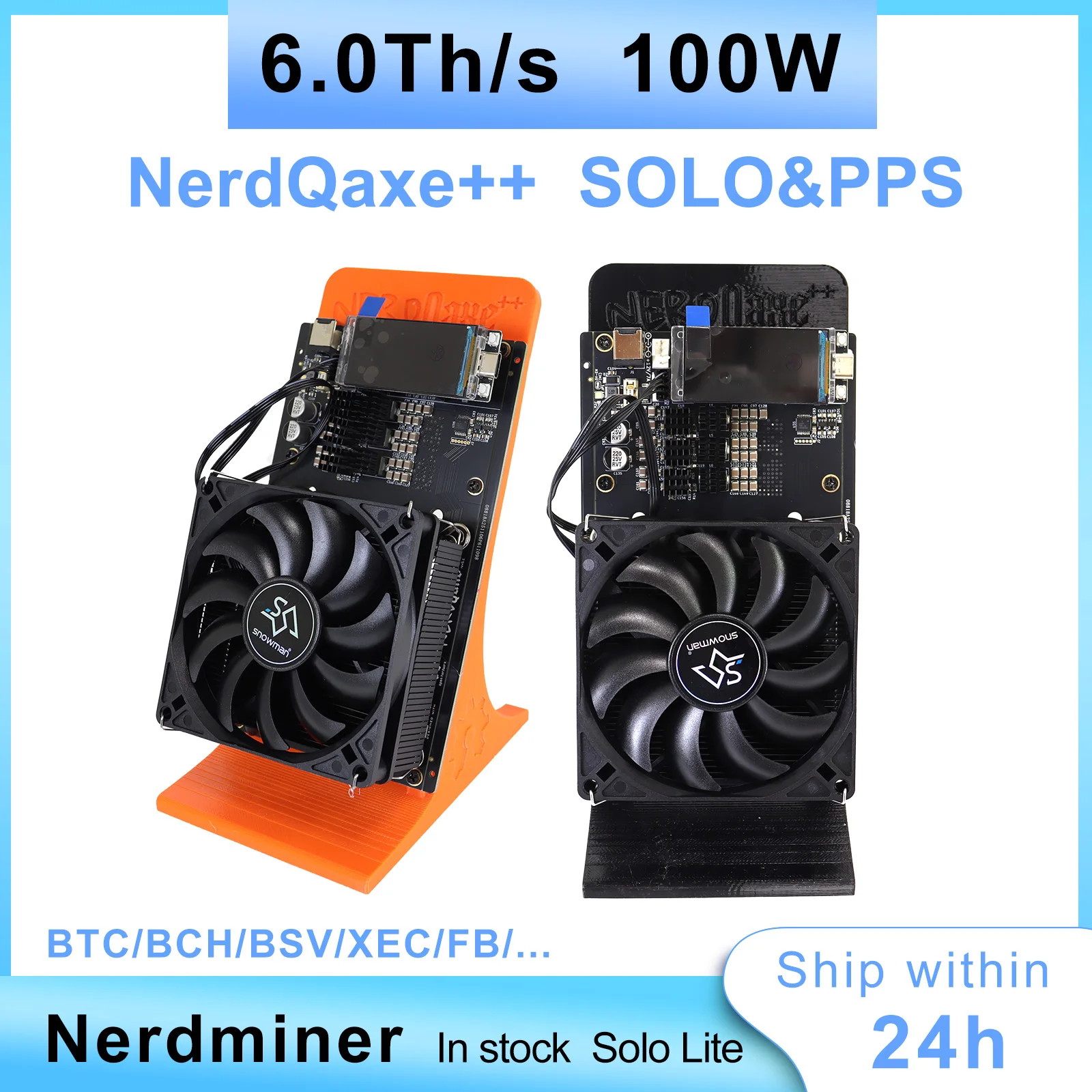 

NerdQaxe++ 6.0TH/s Bitcoin Miner | 100W Low Power SHA-256 BTC Solo Miner with 12V 10A PSU